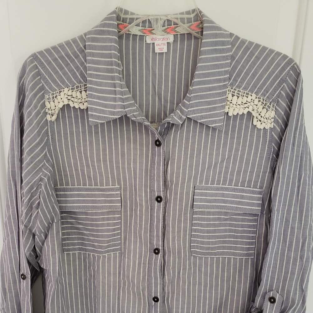 Lace Back Button Down - Picture 3 of 4